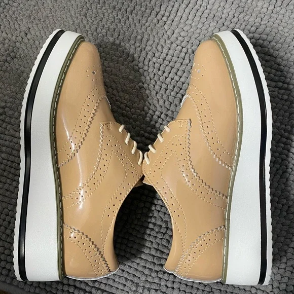 BRAND NEW Dadawen Nude Patent Leather Oxfords. Sz 7 (37) women’s (Real Leather) - Picture 12 of 13